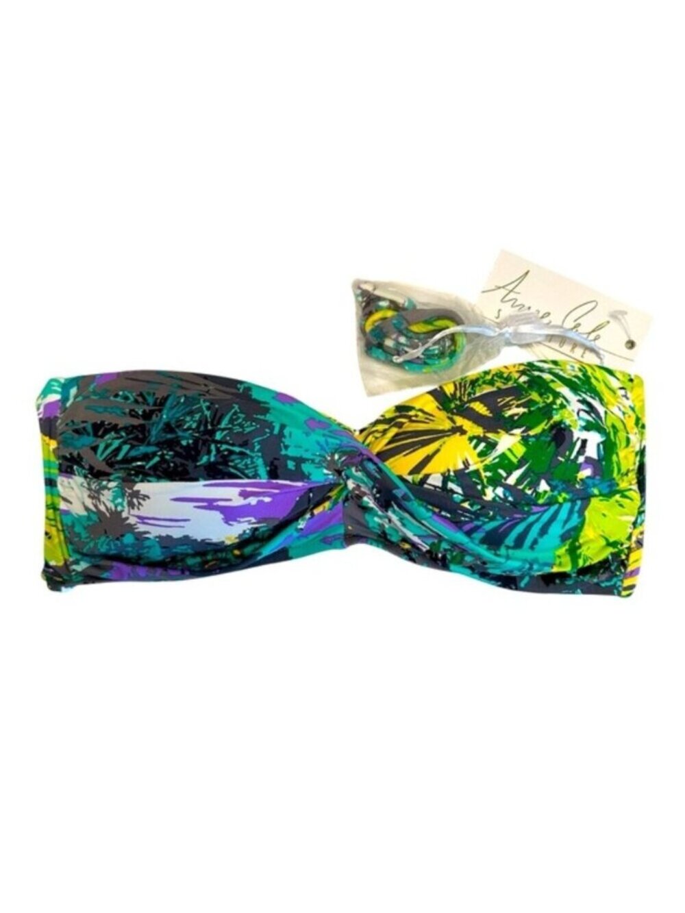 NWT Anne Cole | Green & Purple Bikini Swimsuit Top Size Large